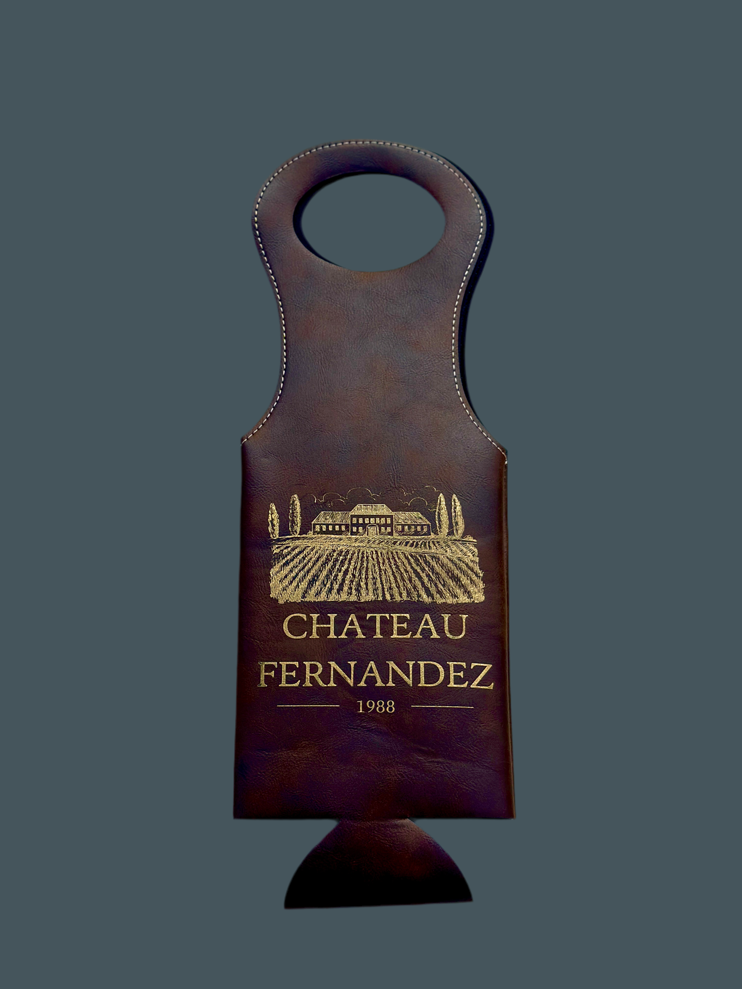 Leather Brown/Gold Wine Bottle Holder (Customizable)