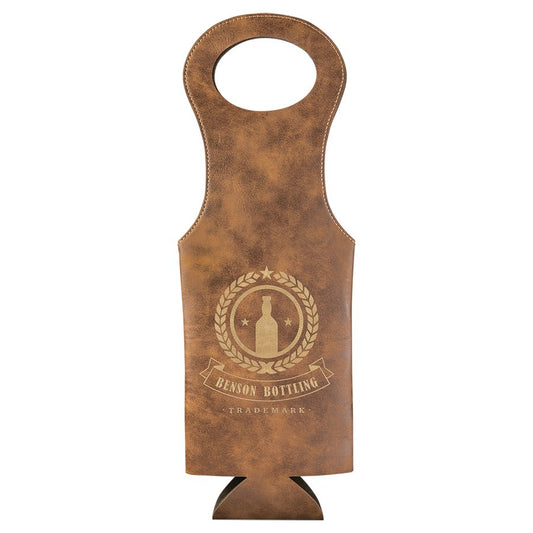 Leather Brown/Gold Wine Bottle Holder (Customizable)