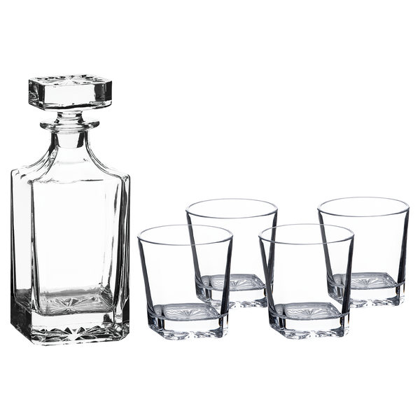 Custom Engraved Decanter & Whiskey Glass Set — Set of 4