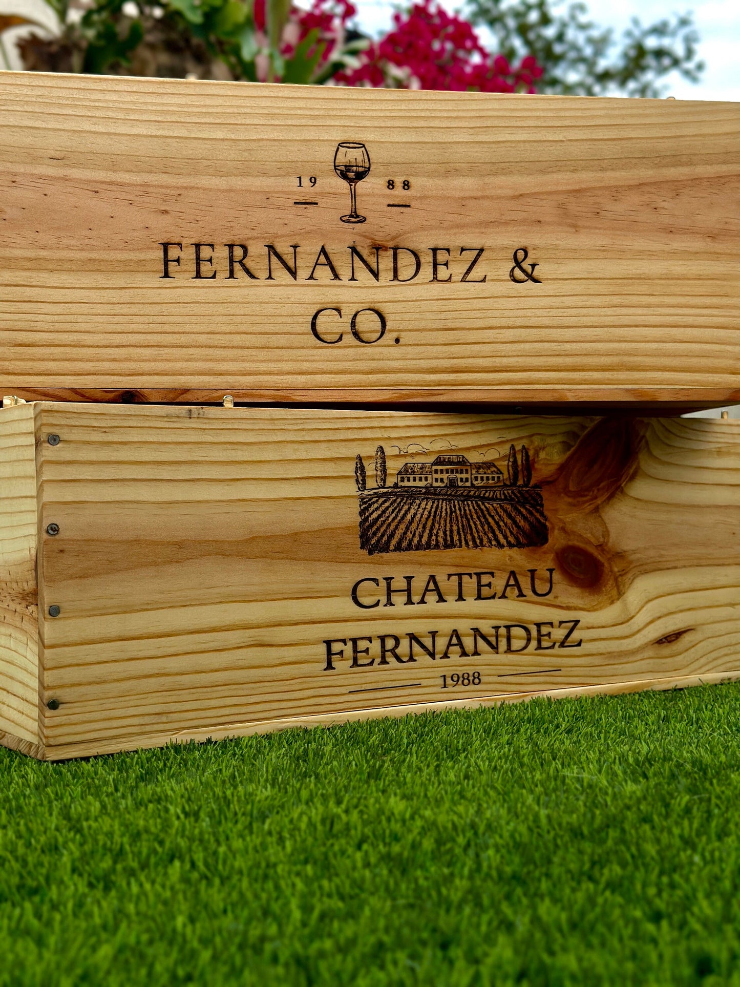 Customizable/Personalized French Bordeaux Wine Crate (12bttle) - Custom Engraved