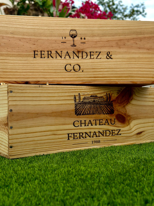 Customizable/Personalized French Bordeaux Wine Crate (12bttle) - Custom Engraved